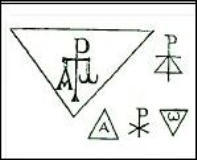 Triangles avec le Chrisme, l'Alpha , l'Oméga
