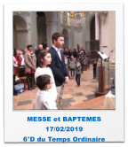 MESSE et BAPTEMES 17/02/2019 6°D du Temps Ordinaire