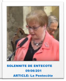 SOLENNITE DE ENTECOTE  09/06/201 ARTICLE: La Pentecôte