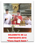SOLENNITE DE LA PENTECOTE 2015 “Viens Esprit Saint “