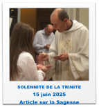 SOLENNITE DE LA TRINITE 15 juin 2025 Article sur la Sagesse